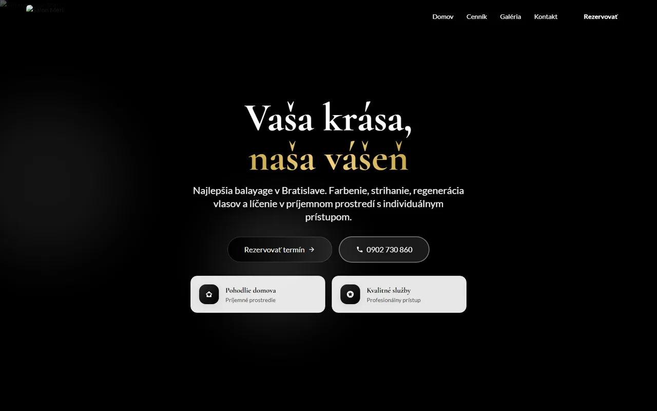 Náhľad webu Salon Meri